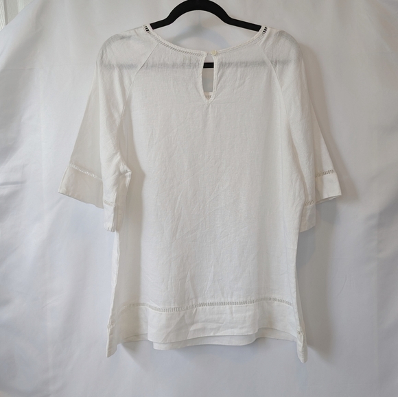 NWT Symple NYC Women's White Linen Tunic Popover Top, size L - Picture 2 of 5